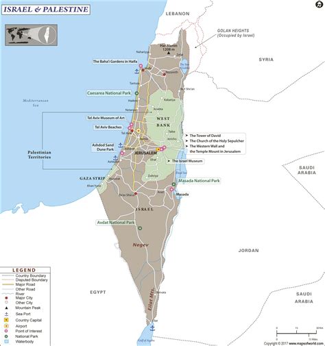 Palestine And Israel On World Map