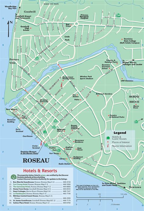 Roseau Map, Dominica