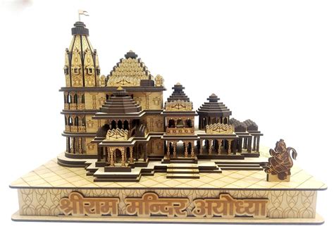 Buy MDF Ayodhya Shree Ram Mandir / Temple (Origin Design) with Laser Cutting Crafting & Carving ...