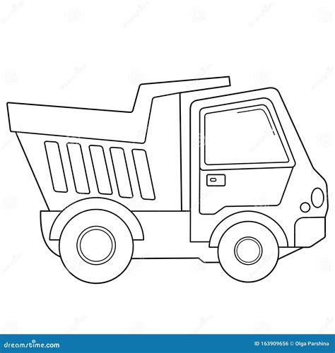 Coloring Page Outline of Cartoon Lorry or Dump Truck. Construction ...