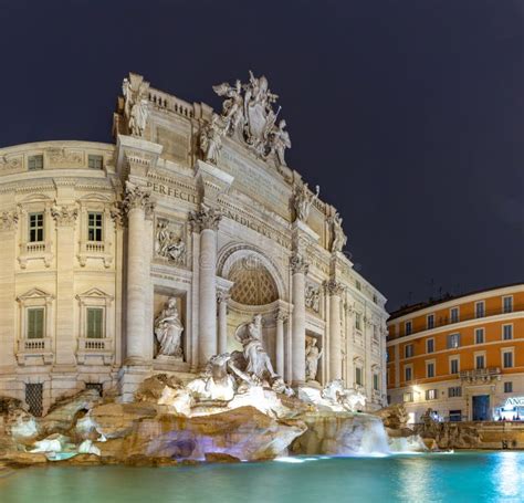 Trevi Fountain at Night stock image. Image of lights - 244318335