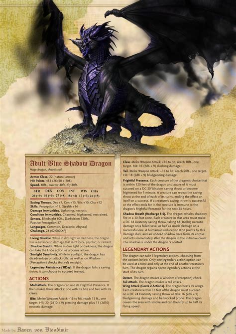 Adult Blue Shadow Dragon 5E DnD by RavenVonBloodimir on DeviantArt