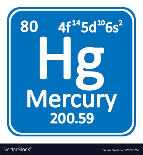 Periodic table element mercury icon Royalty Free Vector