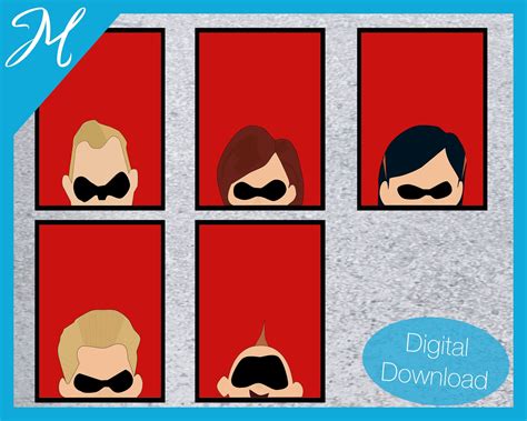 Incredibles Poster Set of 5 Printable Wall Art Movie Poster DIY Home Decor Printable Large Wall ...