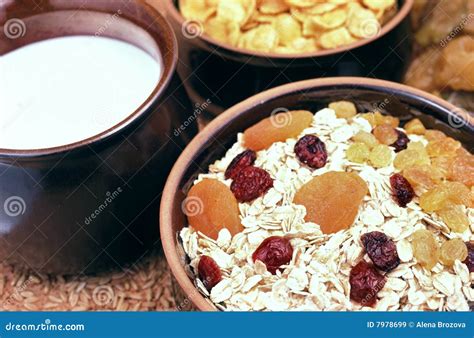 Oatmeal with fruits stock image. Image of corn, flake - 7978699