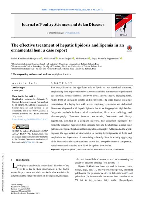 (PDF) The effective treatment of hepatic lipidosis and lipemia in an ...