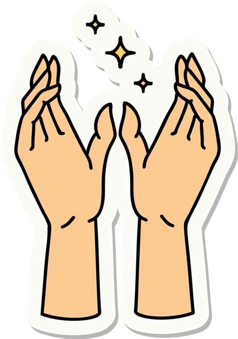 sticker of tattoo in traditional style of reaching hands 12553592 Vector Art at Vecteezy