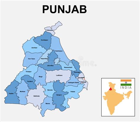 Punjab Map. Political and Administrative Map of Punjab with Districts ...