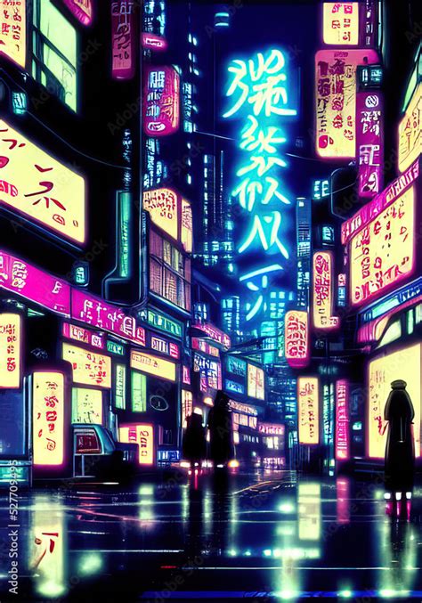 Anime Night City Stock Illustration | Adobe Stock