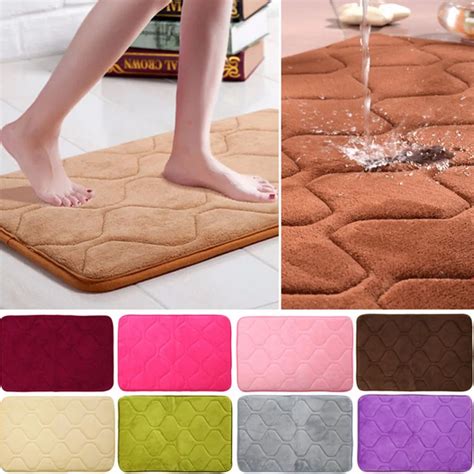 40cmx60cm 1PC Absorbent Bathroom Mat Memory Foam Non slip Kitchen Floor Mat Square Coral Velvet ...