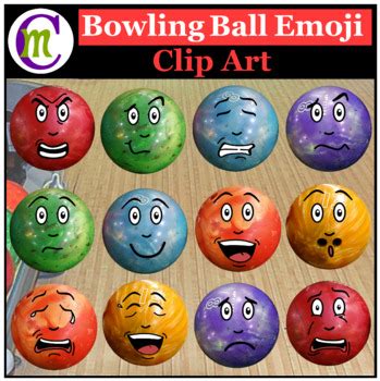 Bowling Ball Emoji Clipart | Sports Game Emotions Clip Art by CrunchyMom