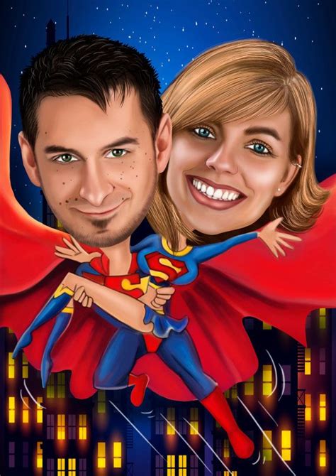 Couple Superhero Portrait from your photo / superhero wedding | Etsy | Superhero wedding ...