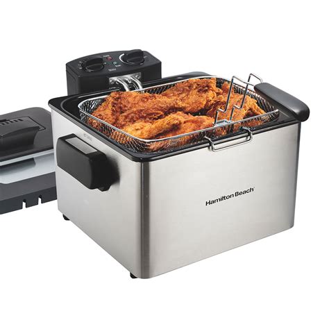 Hamilton Beach Deep Fryer 19 Cup Oil Capacity Professional-Style with Adjustable Temperature ...