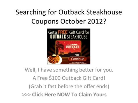 Outback Steakhouse Coupons October 2012