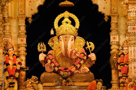 02 September 2022, Pune, Maharashtra, India, Beautiful sculpture of Lord Ganesh called as ...