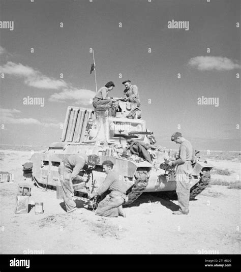 A Matilda tank crew overhauling their vehicle near Tobruk, 1 December 1941. A Matilda tank crew ...