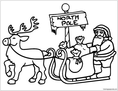 Santa And Sleigh Coloring Page