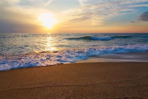 Tropical Sandy Beach. Sunset Seascape Stock Image - Image of horizon, orange: 138585765