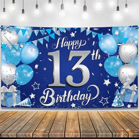 Amazon.com: KatchOn, XtraLarge Blue Happy 13th Birthday Banner - 72x44 ...