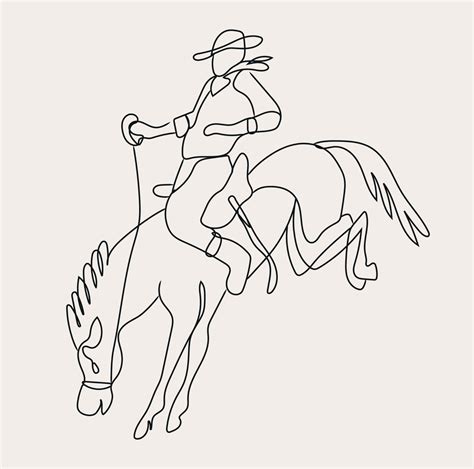 Minimalist Western Line art, Cowboy, Bull Steer, Sketch, Wild West Drawing, Simple Country ...