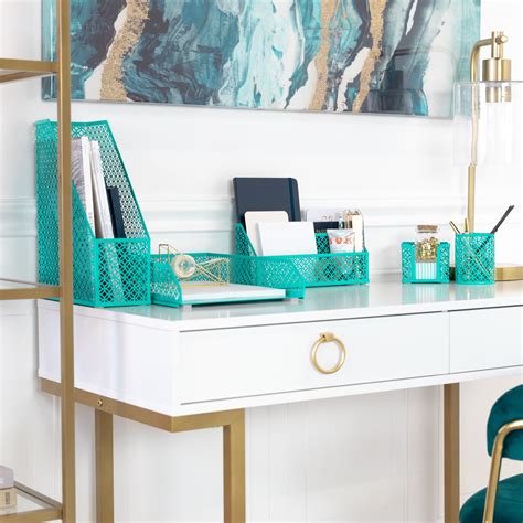 Blu Monaco Riviera 6 Piece Dark Teal Desk Organizer Set - Walmart.com