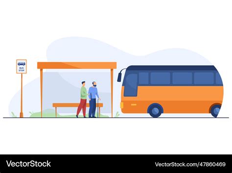 People waiting for bus at bus stop Royalty Free Vector Image