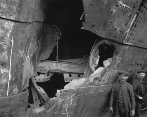 Olympic (1911) Damage to the hull of the Olympic after being rammed by ...