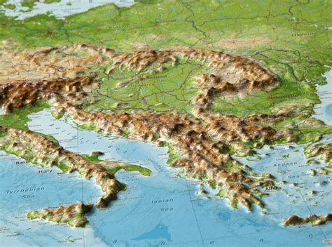 3D Raised Relief Map Europe large (english) - georelief - Made in Germany