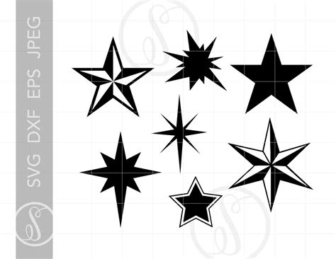 Stars SVG Stars Clipart Stars Silhouette Cut File Starburst Svg Jpg Eps Pdf Png Dxf Download ...