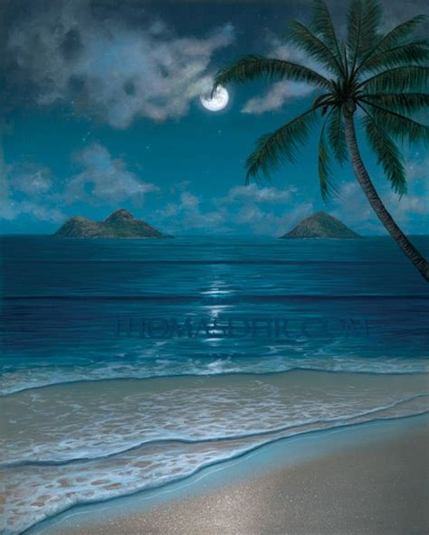 Mokulua Moonbow - Original Thomas Deir | Tropical beach painting, Beach ...