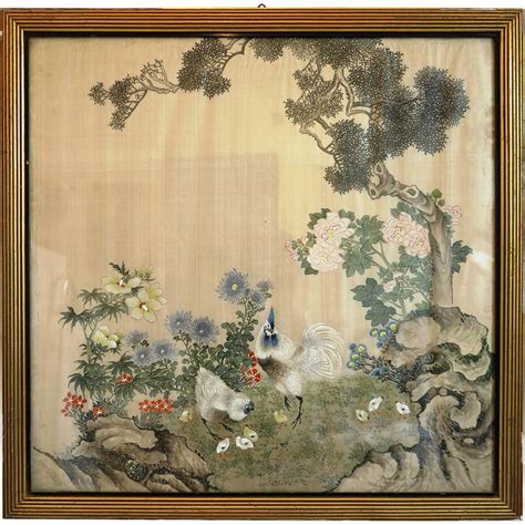 Japanese landscape silk painting, ca. 1920 from chateau on Ruby Lane