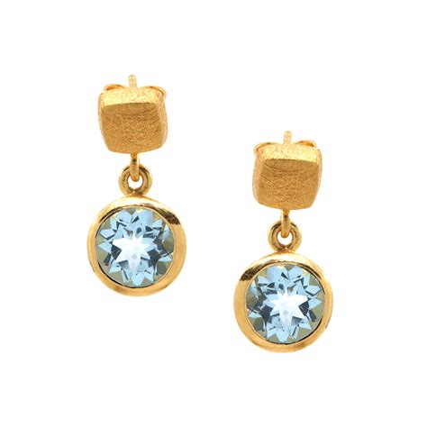 Sterling Silver and Gold Plated Blue Topaz Earrings - Josephs Jewelers