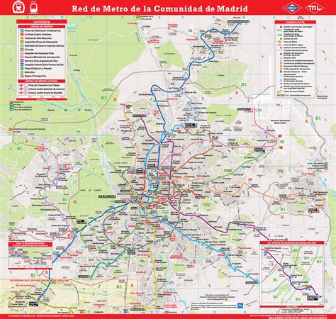 Large detailed metro lines map of Madrid city. Madrid city large detailed metro lines map ...