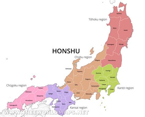 Map Of Honshu Island Japan - Cities And Towns Map