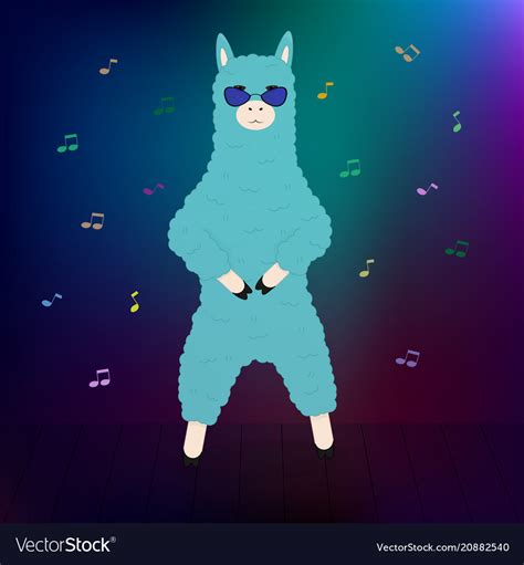 A dancing llama with sunglasses Royalty Free Vector Image