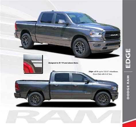 RAM EDGE : 2019-2022 Dodge Ram Upper Body Stripes Side Door Decals Vinyl Graphics Accent Kit ...