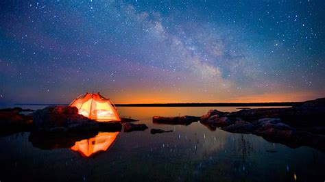 HD wallpaper: tent, camping, milky way, reflection, starry, night sky, starry night | Wallpaper ...