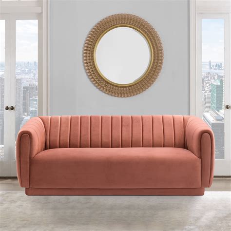 Kinsley Blush Modern Velvet Sofa - Walmart.com - Walmart.com