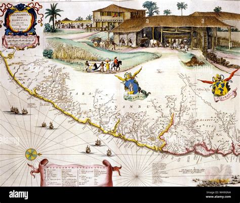 Map of Brazil Sugar plantation Map Prefecture Paranambucae from Geographie Blauiane Amsterdam ...