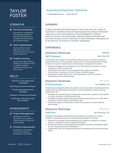 5 Electronic Technician Resume Examples & Guide for 2023