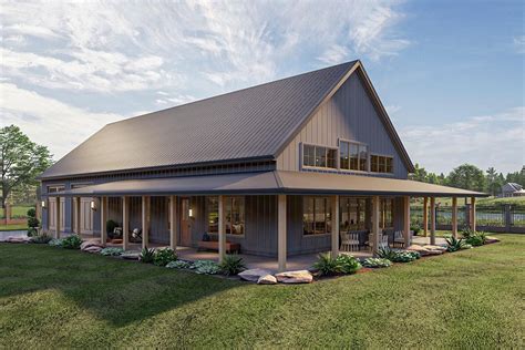 Plan 623113DJ: 1-Story Barndominium House Plan with Massive Wrap Around Porch - 2113 Sq Ft ...