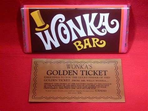 Willy Wonka Chocolate Bar Golden Ticket