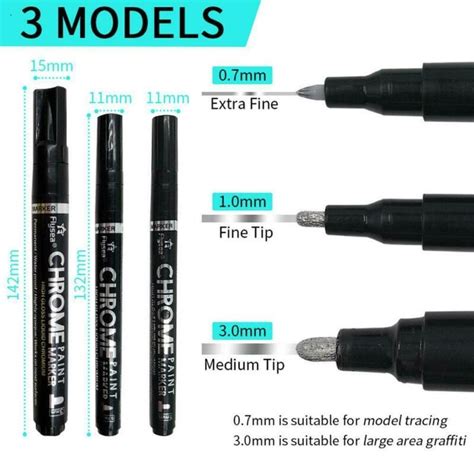 3PCS flysea mirror pen reflective paint pen chrome-plated silver marker pen DIY highlight pen 0 ...