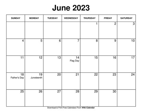 Free Printable June 2023 Calendar Templates with Holidays - Wiki Calendar