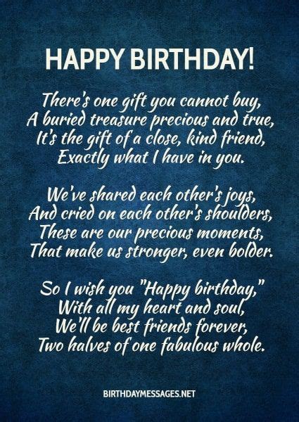 Birthday Poems - Sentimental Birthday Poem and eCard | Happy birthday best friend quotes, Happy ...