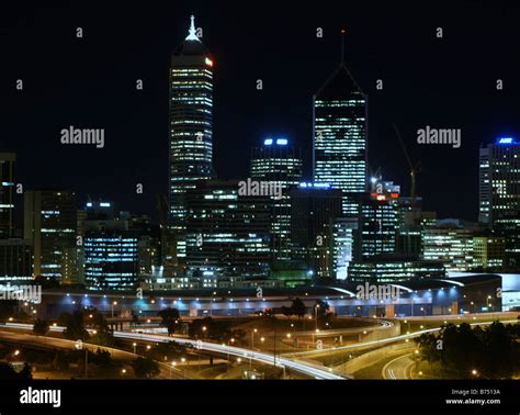 Perth City At Night Stock Photo - Alamy