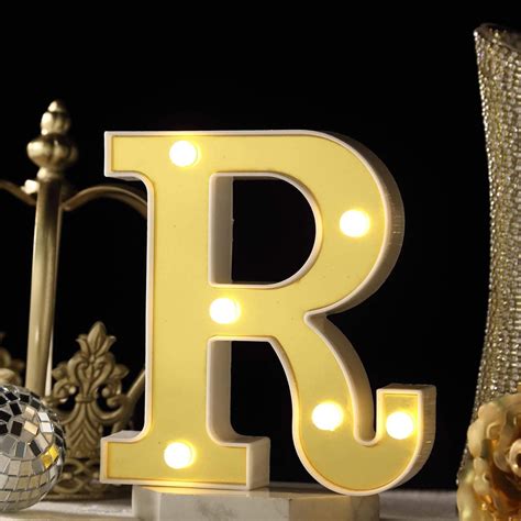 Efavormart 6" 3D Gold Marquee Letters 5 LED Light Up Letters Warm White ...