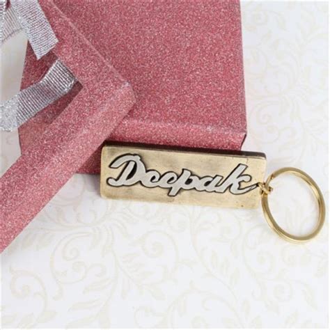 Buy Personalised Etched Name Brass Keychain with Giftbox Online - GAICOU0504GAL18 | Giftalove