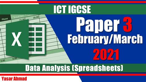 18 ICT IGCSE Paper 3 2021 Spreadsheets Feb Mar - YouTube