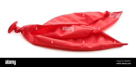 Popped red balloon isolated on white Stock Photo - Alamy